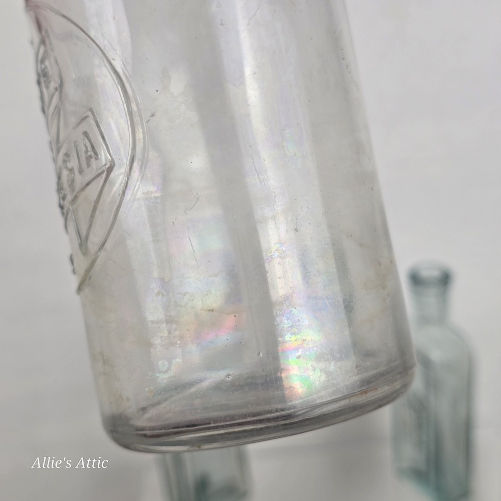 6 Apothecary Jars Bottles Vintage Pharmacy Glass Embossed Listerine Citrate Lot - Picture 3 of 13